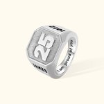 Personalized Engraved Signet Ring with Team Number Basketball Football Sport Jewelry Birthday Gift for Sports Enthusiasts