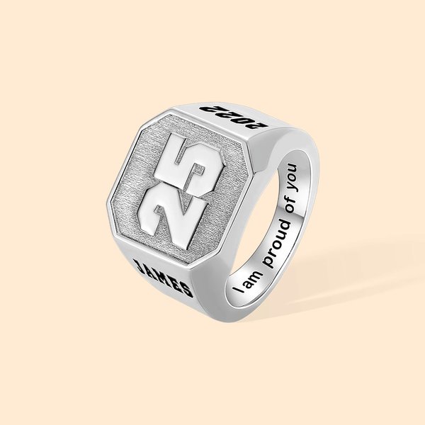 Personalisierte gravierte Siegelring mit Team Nummer Basketball Fußball Sport Schmuck Geburtstag Geschenk für Sportbegeisterte