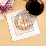 Set di 4 tovaglioli da cocktail in lino personalizzati con monogramma