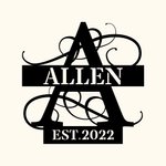 Personalised Initial with Family Name and Year Metal Wall Art Decoration