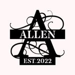 Personalized Initial with Family Name and Year Metal Wall Art Decoration