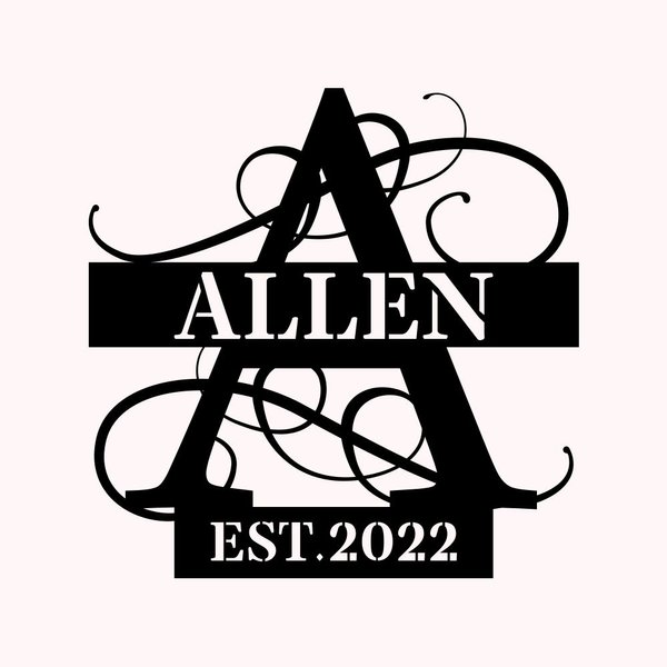 Initial with Family Name Metal Wall Art