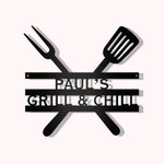 Plaque Murale en Métal Personnalisée avec 2 Lignes de Texte Décoration Extérieure Thème Barbecue Cadeau Fête des Pères pour Papa Grand-Père