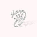 Bague de nom de couronne personnalisée à finition mate