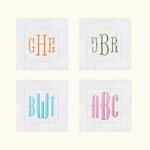 Set di 4 tovaglioli da cocktail in lino personalizzati con monogramma