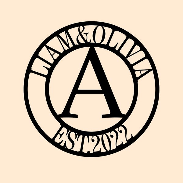 Initial Family Name Year Metal Wall Art Decor