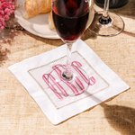Set di 4 tovaglioli da cocktail in lino personalizzati con monogramma