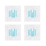 Set di 4 tovaglioli da cocktail in lino personalizzati con monogramma