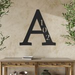 Iniziale personalizzata con numero civico Segno in metallo Decorazione per la casa