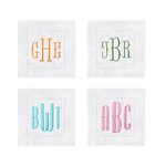 Set di 4 tovaglioli da cocktail in lino personalizzati con monogramma