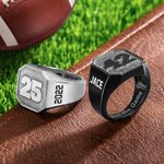 Personalized Engraved Signet Ring with Team Number Basketball Football Sport Jewelry Birthday Gift for Sports Enthusiasts