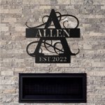 Personalized Initial with Family Name and Year Metal Wall Art Decoration