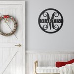 Personalisierte Edelstahl Initiale mit Familienname Metall Wanddekoration