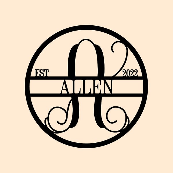 Family Last Name Initial Metal House Sign