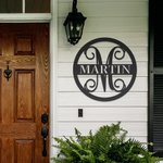 Personalisierte Edelstahl Initiale mit Familienname Metall Wanddekoration