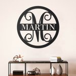 Personalisierte Edelstahl Initiale mit Familienname Metall Wanddekoration