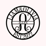 Individuelle Initiale mit Familienname Metall Wanddekoration