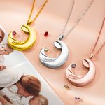 Collana personalizzata con pietra di nascita della luna per la nuova mamma Regali di gioielleria per la festa della mamma