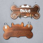 Personalized Bone Shape with Dog Name Wooden Leash Holder for Dog Lover
