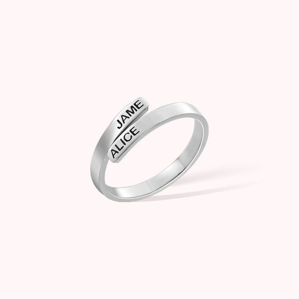 Personalisierte zierliche Ring mit zwei Namen für Valentinstag Geschenk