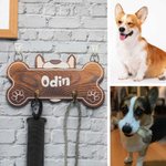 Personalized Bone Shape with Dog Name Wooden Leash Holder for Dog Lover