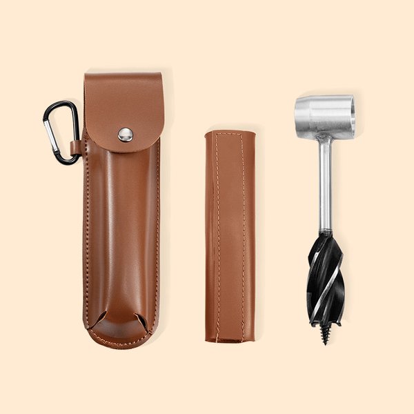 Custom Bushcraft Hand Auger Wrench with Leather Case