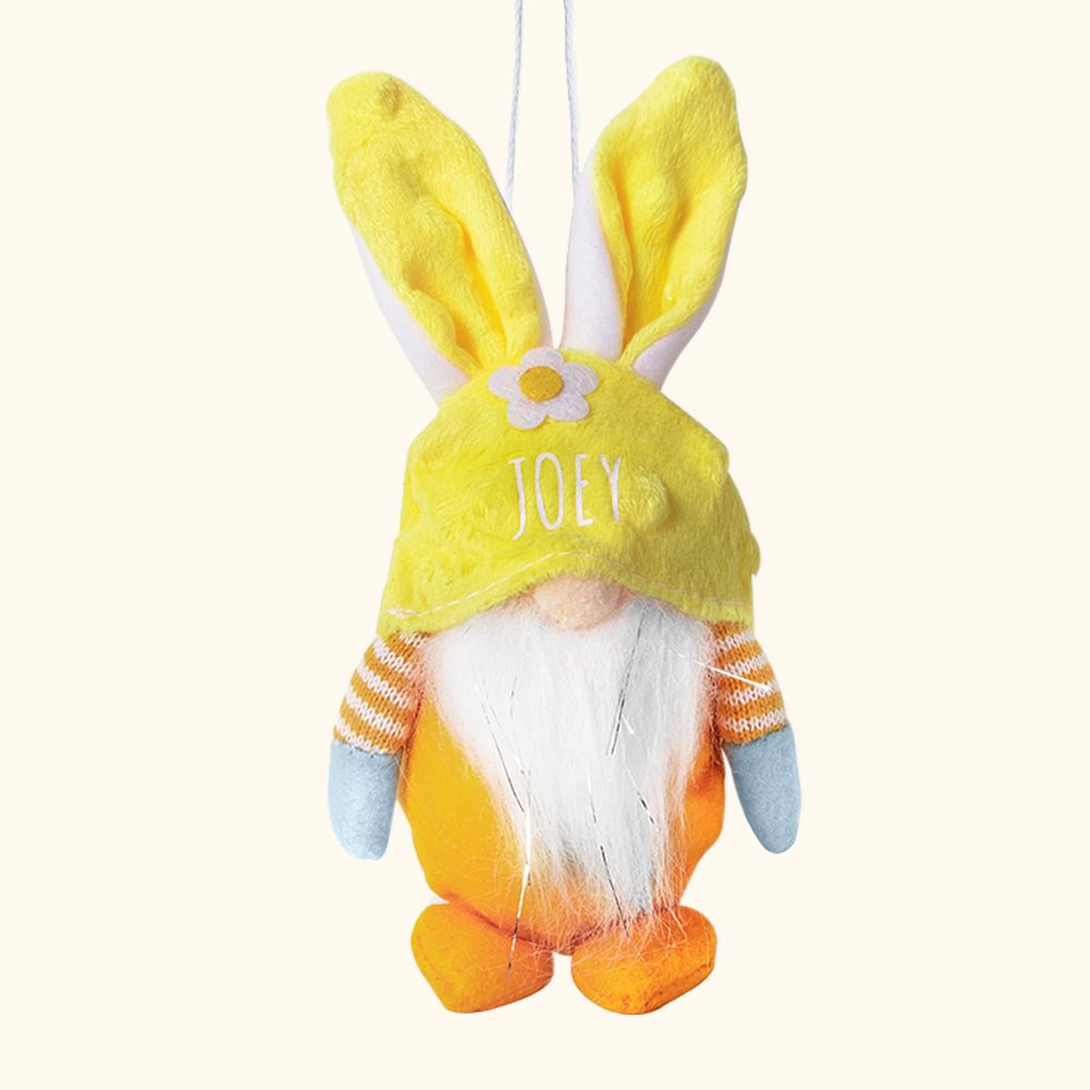 Poupée Gnome en Peluche avec Oreilles Lapin Jouet Personnalisé avec Nom Cadeau de Pâques pour Enfant