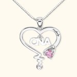 Collier Personnalisé Prénom avec Pierre de Naissance Initiale de Profession Collier Stéthoscope en Cœur Cadeau Journée des Infirmières