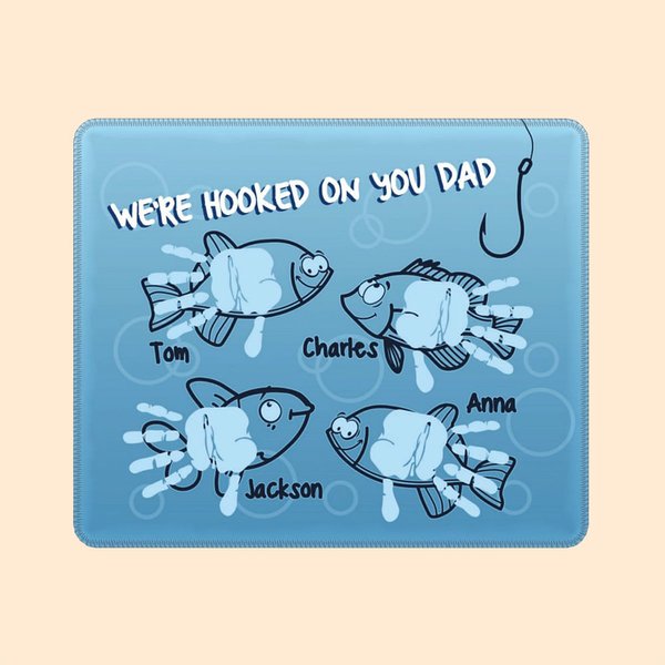 Aangepaste Rubber Visserij Handafdruk Muismat Giften voor Vader