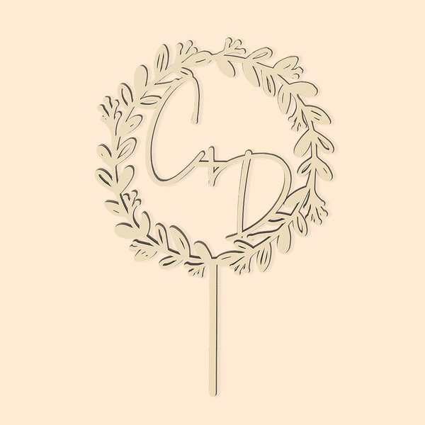 Wedding Mr And Mrs Initials Cake Topper