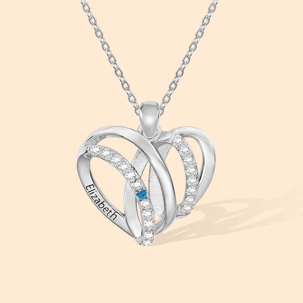 Personalizado collar de la familia en forma de corazón nombre de piedra de nacimiento para la mamá abuela de regalo