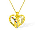 Custom Family Heart Shaped Birthstone Name Necklace for Mom Grandmother Gift