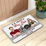 Personalisierte verrückte Hundedame und mürrischer alter Mann Gummifußmatte mit Namen 1-3 Hunde Hausdekoration Einweihungsgeschenk für Tierliebhaber