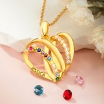 Custom Family Heart Shaped Birthstone Name Necklace for Mom Grandmother Gift