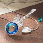 Collier à Personnaliser avec Gravure Pendentif en Cristal Breloque Guitare Cadeau Anniversaire pour Musicien