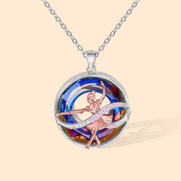 Collier en Argent Sterling Personnalisé avec Gravure et Cristal Pendentif de Gymnastique Cadeau d'Anniversaire pour Elle