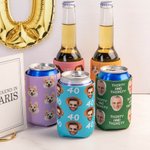 Personalised 12oz Portrait Can Cooler Sleeve with Age and Text Party Favors Birthday Gift for Friends