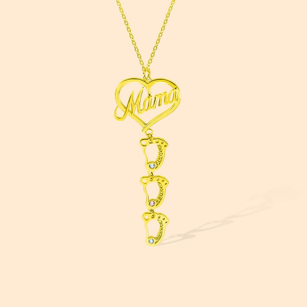 Gepersonaliseerde 1-8 Baby Feet Bedels Mama Hart Geboortesteen Ketting voor Moederdag Gifts