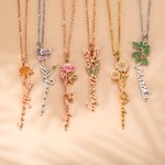 Custom Birth Flower Name Necklace for Her Birthday Wedding Gift Jewellery Name Chain Gift for Women
