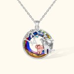 Personalisierte Sterling Silber Mutter und Kind Elefanten Halskette mit Kristallen verziert