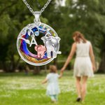 Personalisierte Sterling Silber Mutter und Kind Elefanten Halskette mit Kristallen verziert