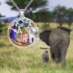 Personalisierte Sterling Silber Mutter und Kind Elefanten Halskette mit Kristallen verziert