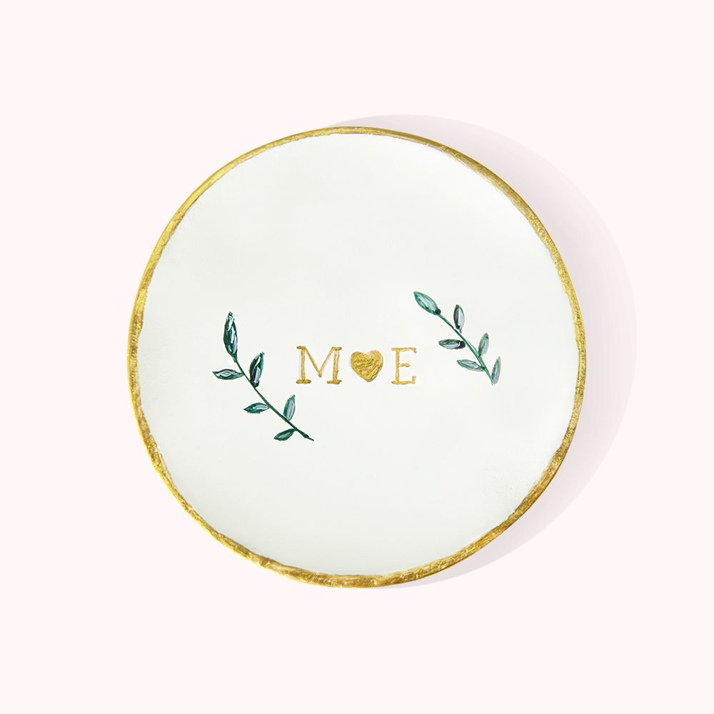 Plateau à bijoux Rameau d'olivier et Bouquet personnalisé