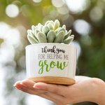 Personalized Ceramic Flower Pot with Bamboo Tray