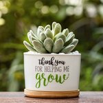 Personalized Ceramic Flower Pot with Bamboo Tray