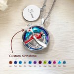 Personalisierte Kardinal verschönert mit Kristallen Halskette mit eingraviertem Text Disc und Birthstone Memorial Sympathie Geschenk für Familie