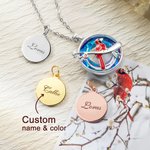 Personalisierte Kardinal verschönert mit Kristallen Halskette mit eingraviertem Text Disc und Birthstone Memorial Sympathie Geschenk für Familie