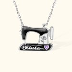 Personalisierte Geburtsstein und Geburt Blume Nähmaschine Halskette Geschenk für Mutter