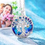 Custom Family Tree of Life with Initials Circle Embellished with Crystal Necklace for Women