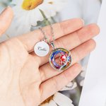 Personalisierte Kardinal verschönert mit Kristallen Halskette mit eingraviertem Text Disc und Birthstone Memorial Sympathie Geschenk für Familie
